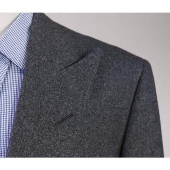 Edgar Pomeroy Bespoke Gray Cashmere Flannel Double Breasted Blazer 44XL - Picture 4 of 10